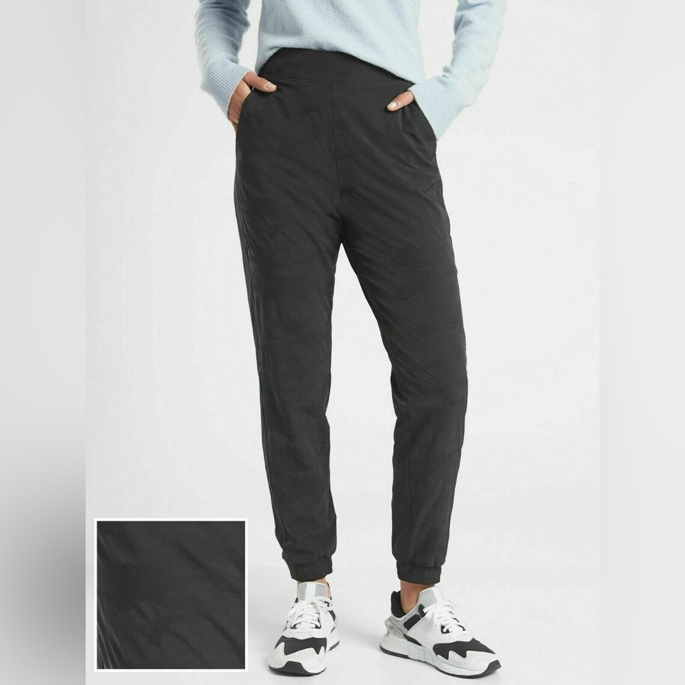 Athleta Brooklyn Textured Lined Jogger Black Camo Size‎ 8 Travel Work Pants